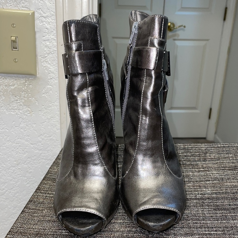 Pewter Peep-toe Bootie